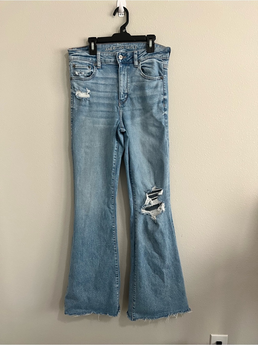 American Eagle Outfitters Distressed Light Blue Flare Jeans